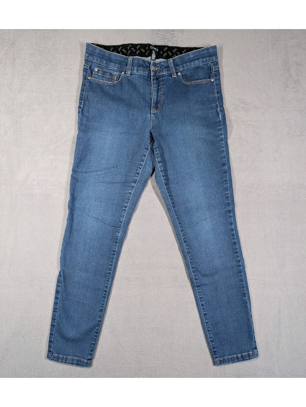 Jones New York Womens 8 Blue Denim Jeans Skinny Leg Stretch Mid Rise Casual